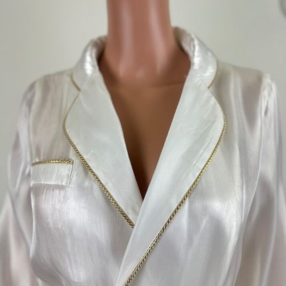 La’ Ros Gold Thread Feather Accent Sleeves Sleep Bath Robe Dressing Gown Small - Picture 11 of 14
